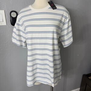 Levi's Men's Essential Relaxed Fit Striped Crewneck T-Shirt Stripe Egret, L